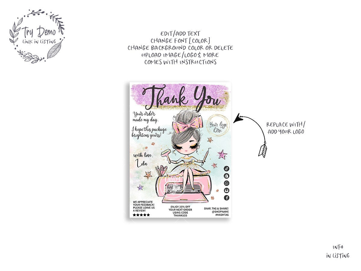 Handcrafter Thank You Insert Card, Granny Crafting Tag
