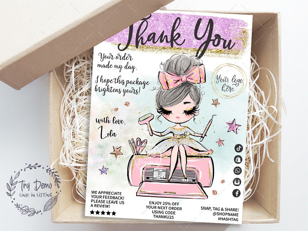 Handcrafter Thank You Insert Card, Granny Crafting Tag