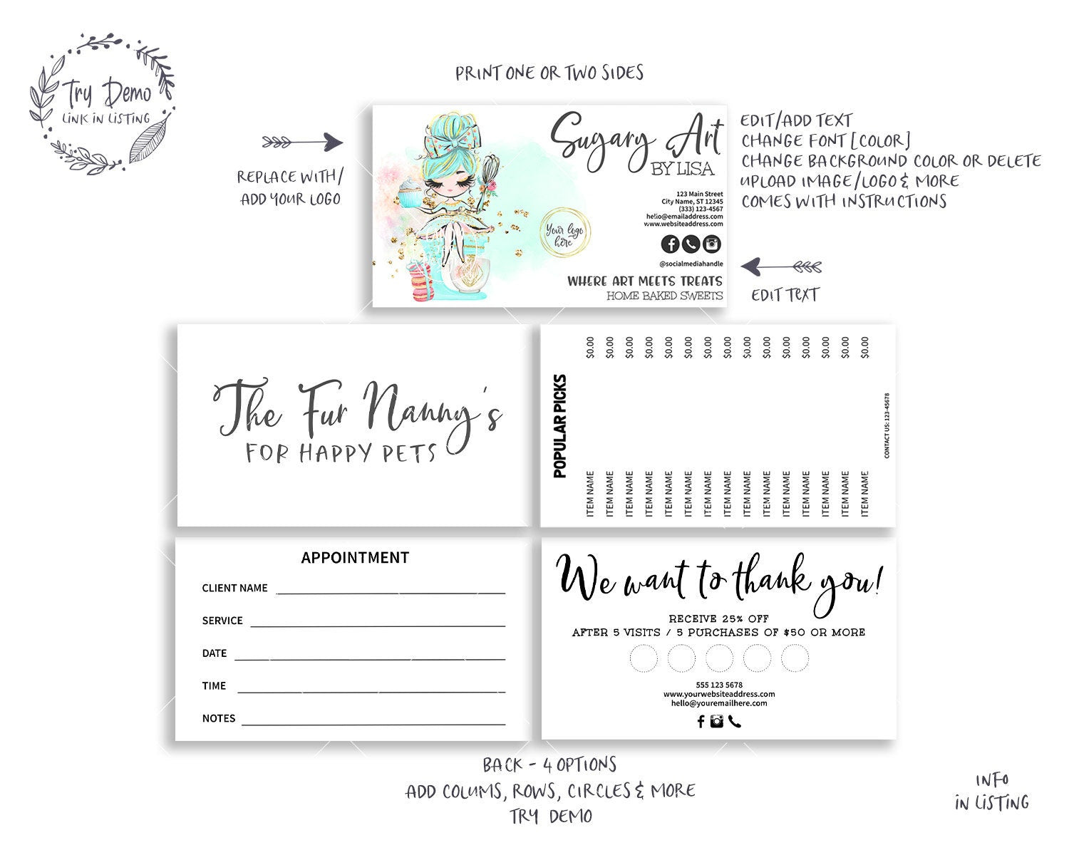 Sweets Baking Business Card Set