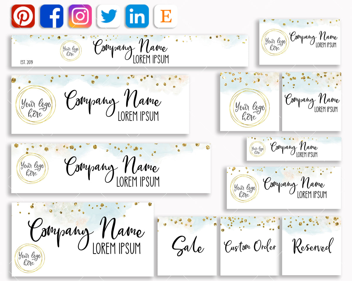 Blank Web Banners, Social Media, Editable PrintableCandyJarStudios