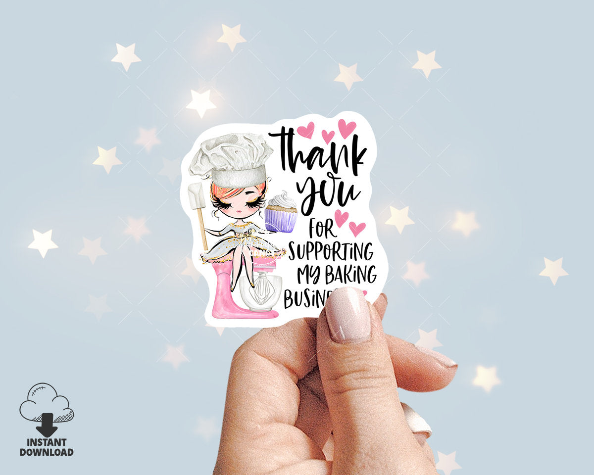 Cupcake Bakery Thank You Sticker