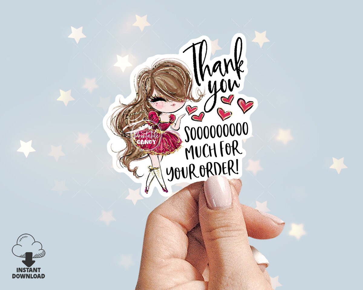 Diva Thank You Sticker, Beauty Salon Packaging Insert Card