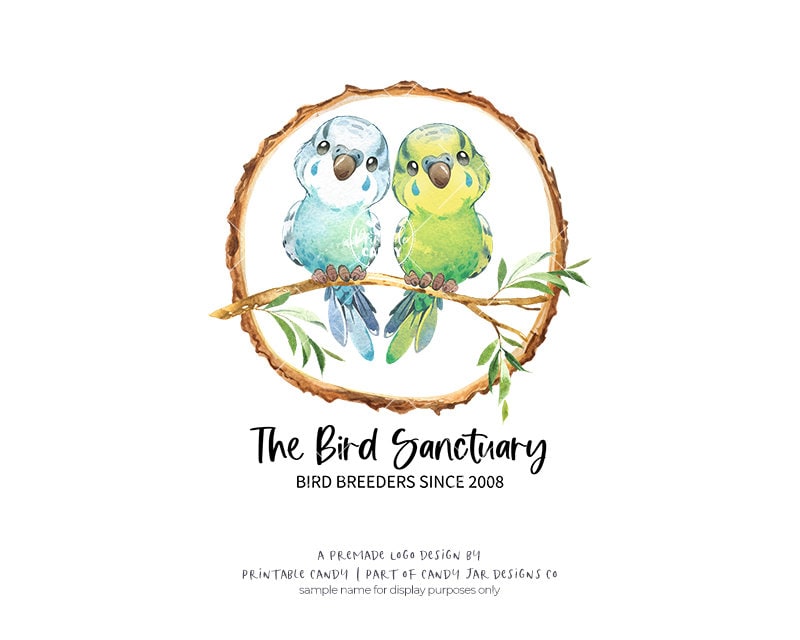 Bird Breeder Logo. Pet Shop Logo, Parakeet Couple