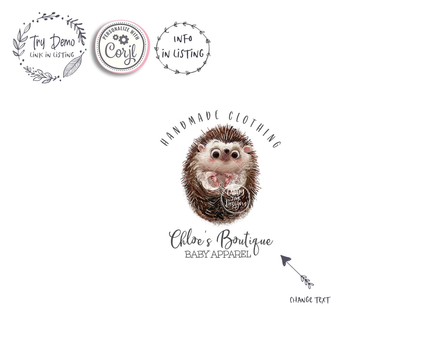 Baby Boutique Logo, Hedgehog - Candy Jar Studios
