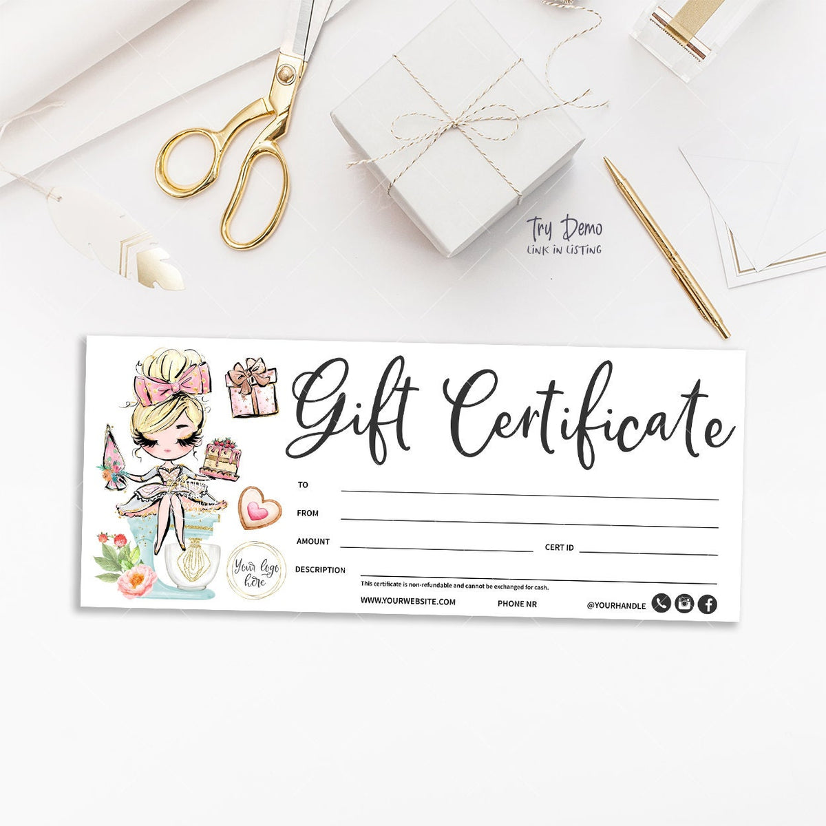 Bakery Gift Certificate, Baking Girl