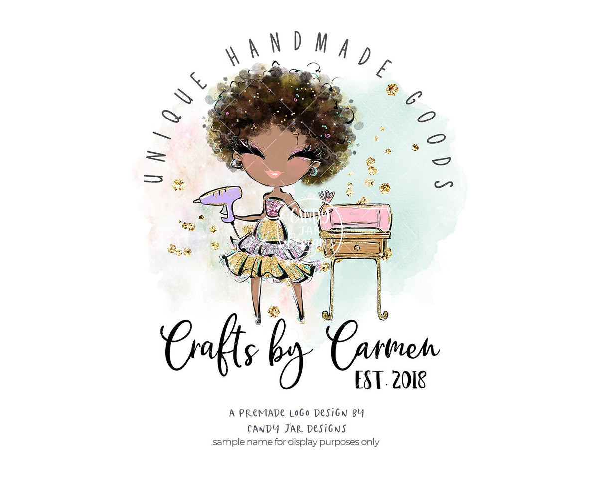 Handcrafter Logo, Curly Craft Girl