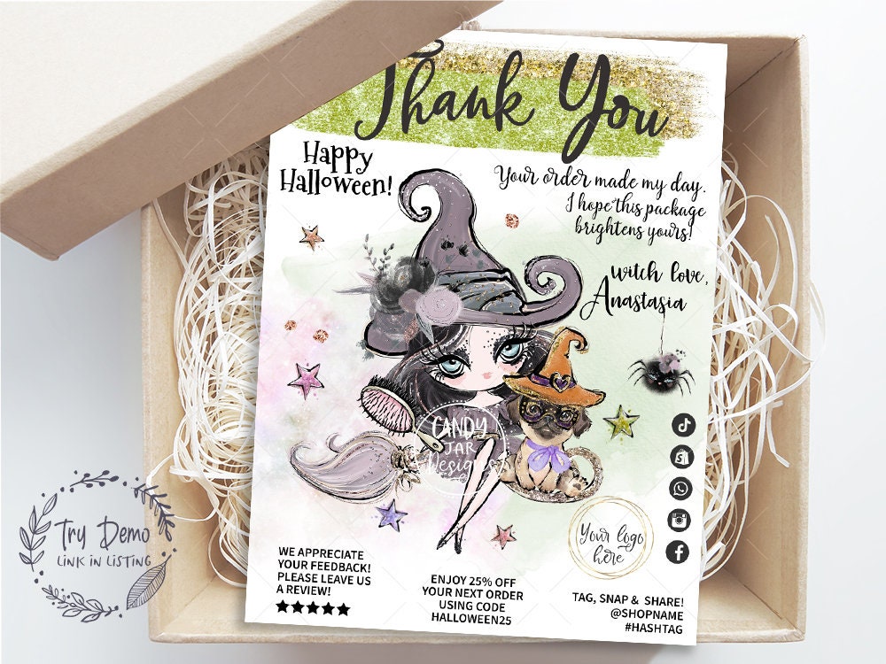 Halloween Dog Salon Thank You Card, Grooming Insert, Pet Shop