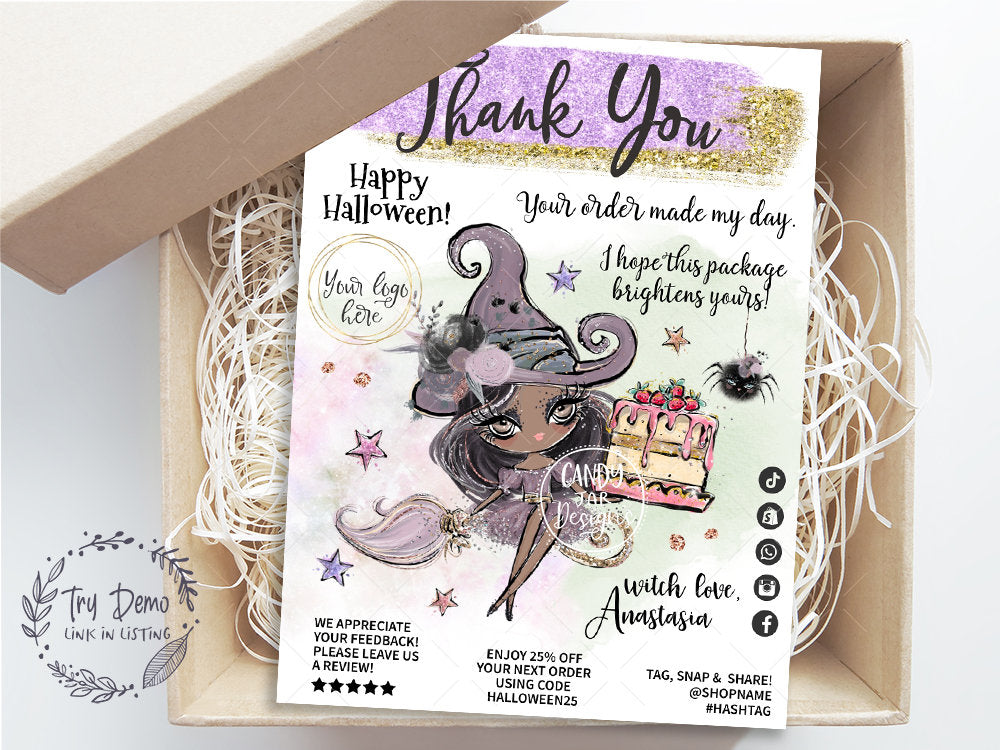 Halloween Business Thank You Card, Bakery Trick Treat Insert