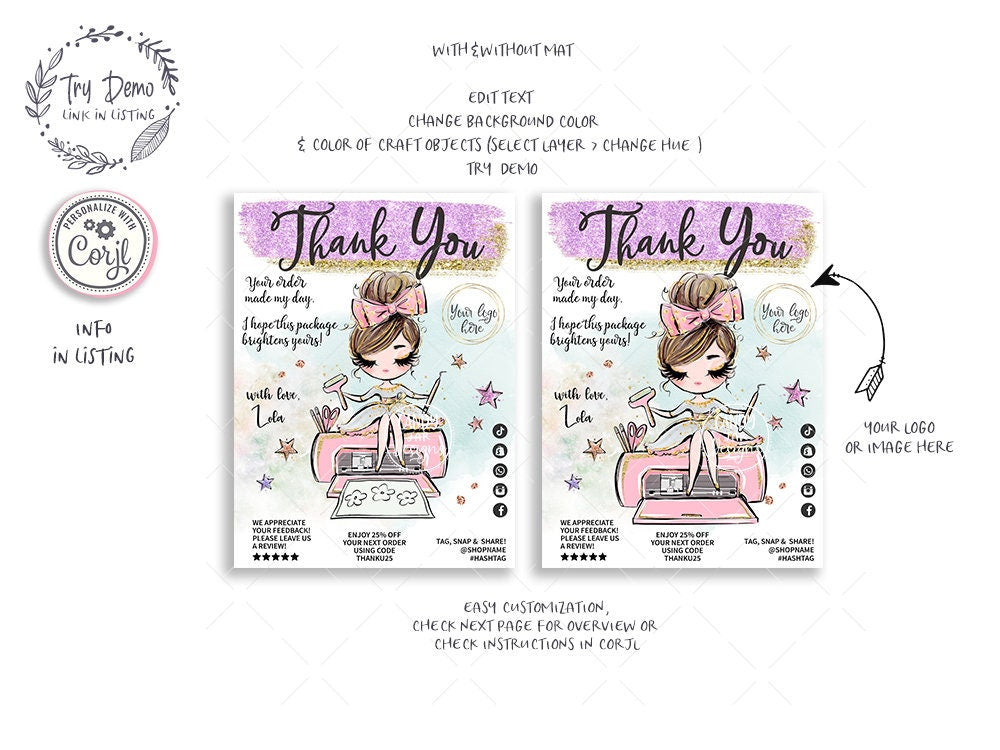 Handcrafter Thank You Insert Card