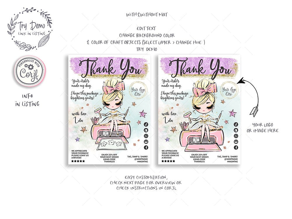 Handcrafter Thank You Insert Card