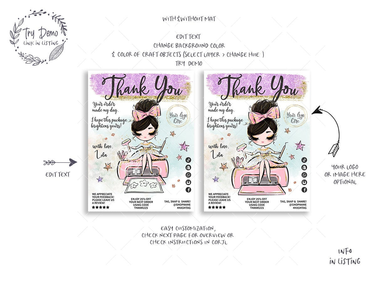 Handcrafter Thank You Insert Card