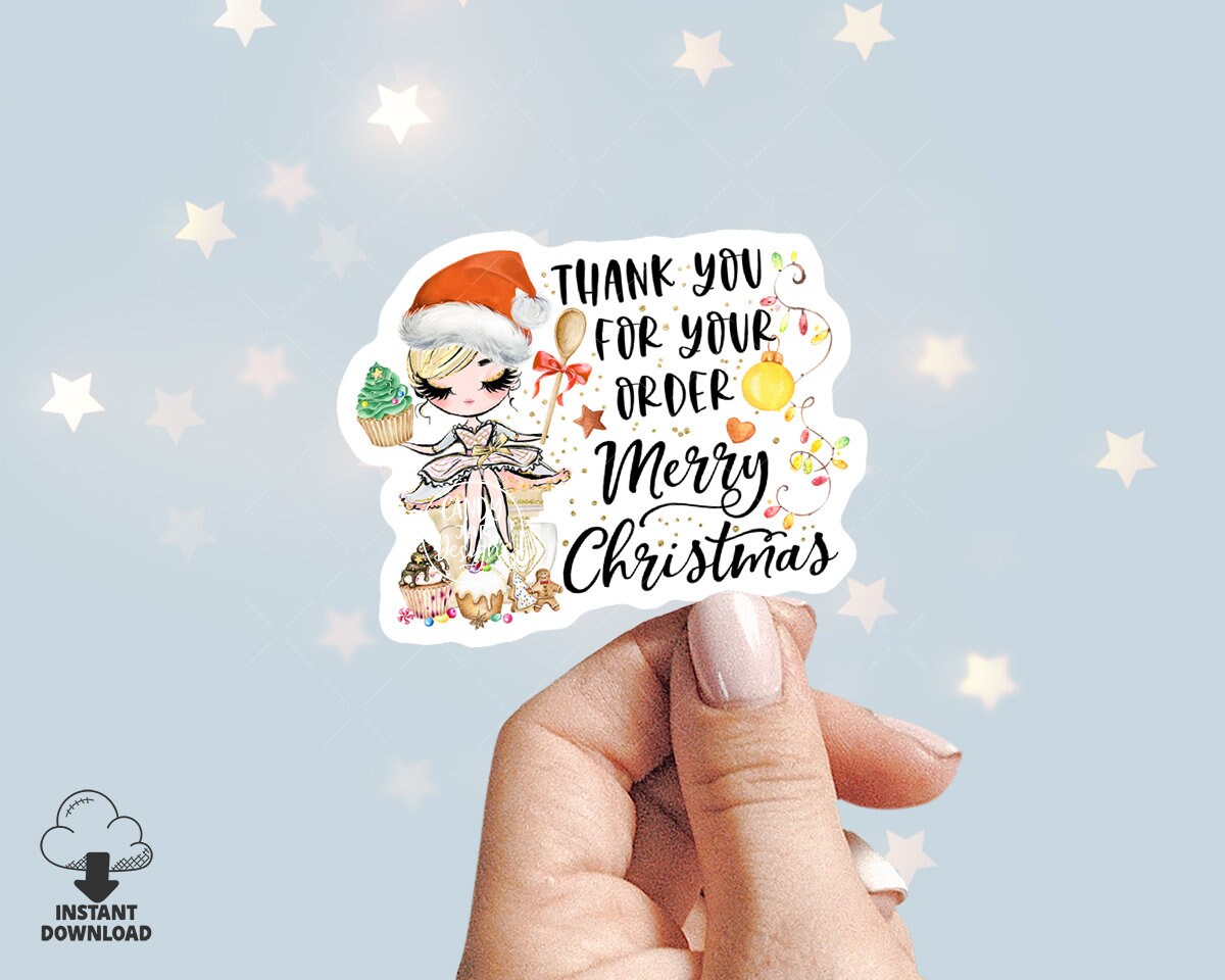 Bakery Christmas Thank You Sticker, Holiday Baking