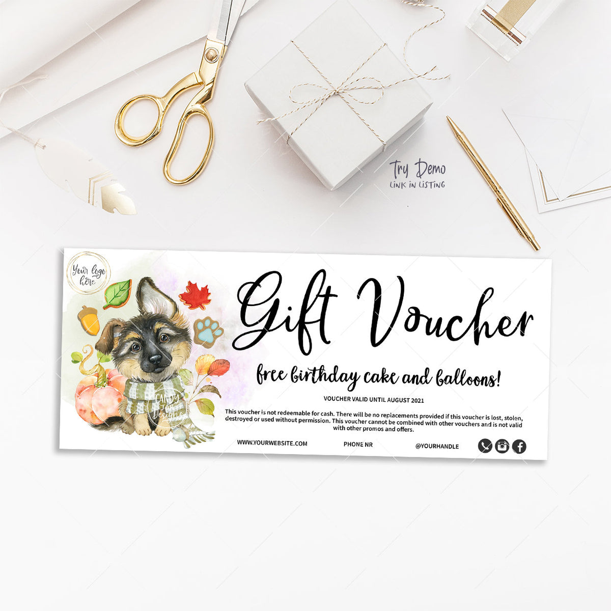 Dog Business Gift Voucher, German Shepherd