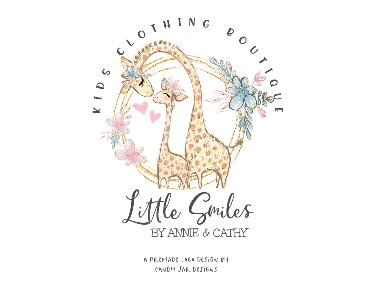 Kids Boutique Logo, Childrens Fashion, Giraffe Mom & Baby