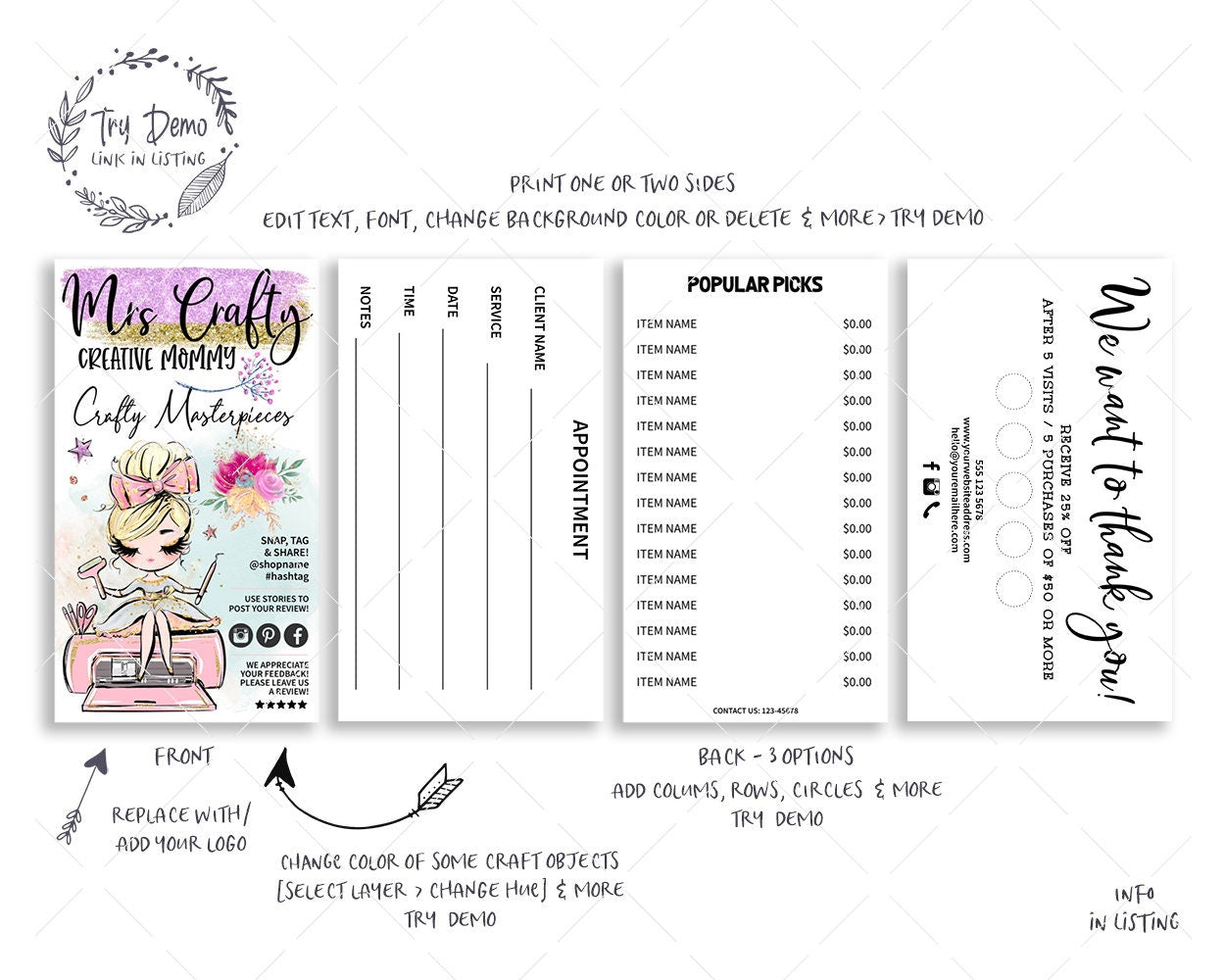 Handcrafter Business Card Set - Candy Jar Studios