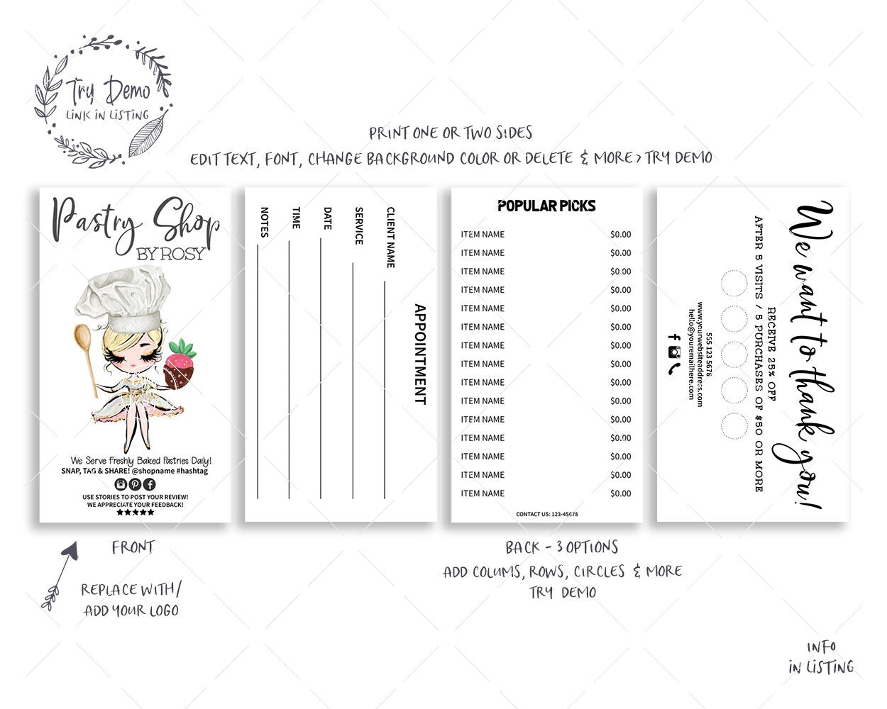 Sweets Treats Bakery Business Card Set