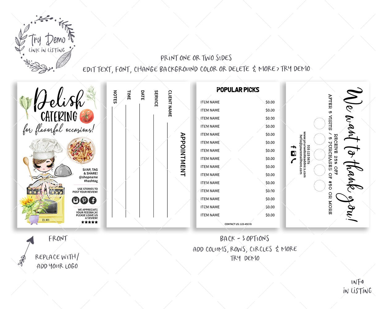 Catering Business Card Set, Food Catering