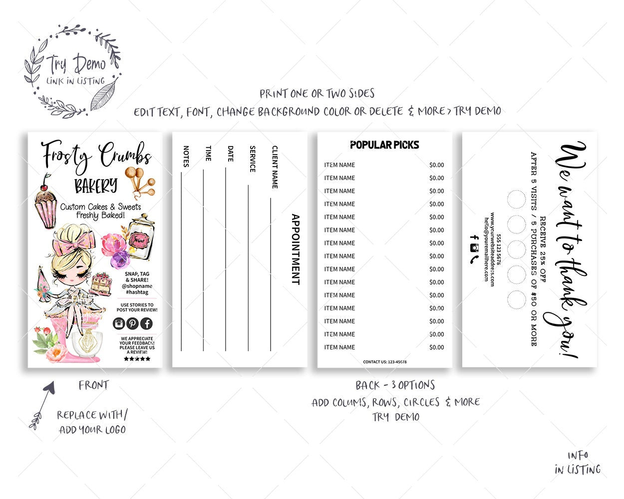 Bakery Business Card Set - Candy Jar Studios