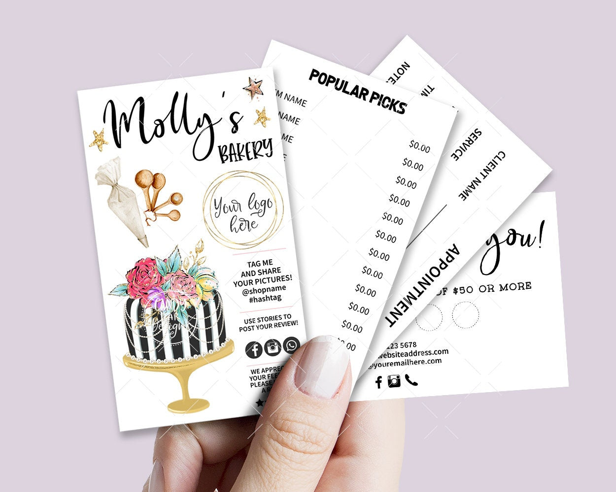 Cake Bakery Business Card Set, Pastry Baking, Wedding Cake