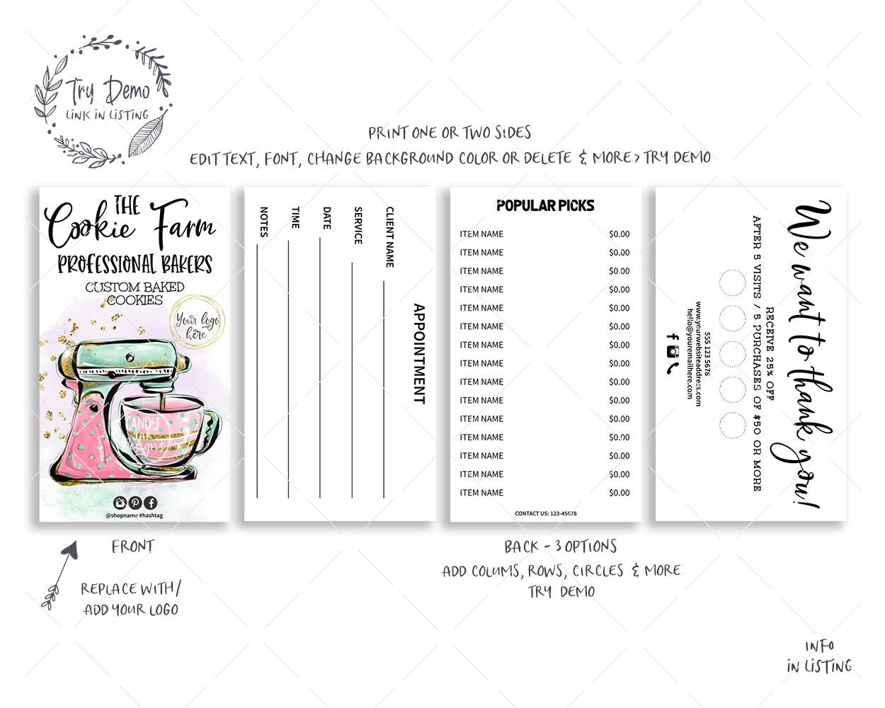 Baking Business Card Set, Cute Kitchen Mixer