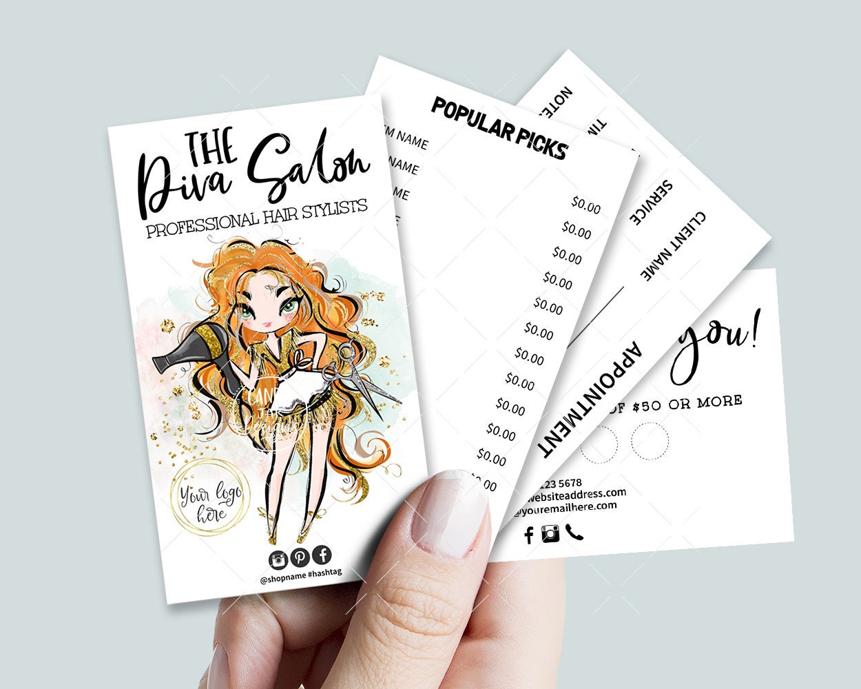 Hair Salon Diva Business Card Set