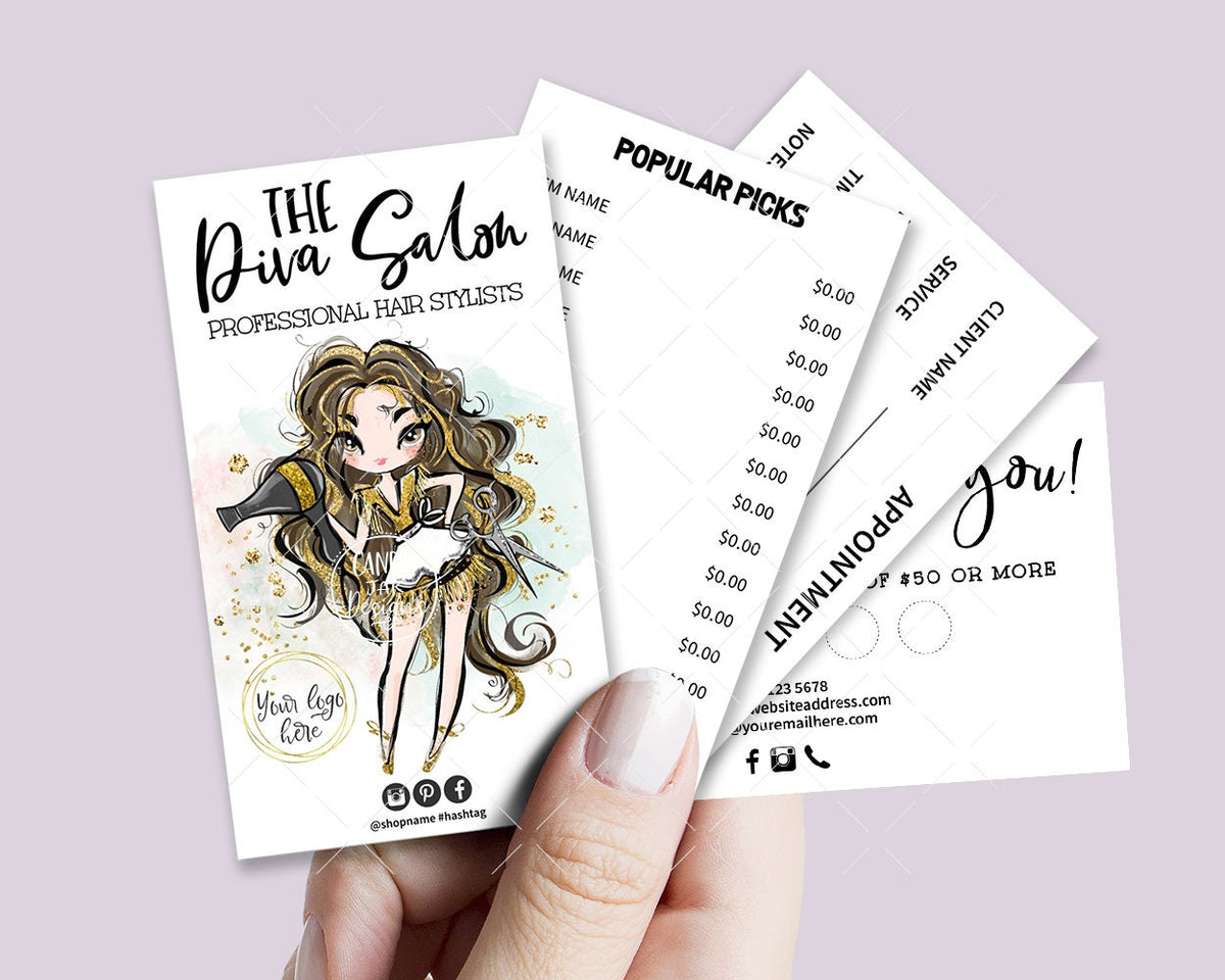 Hair Salon Diva Business Card Set