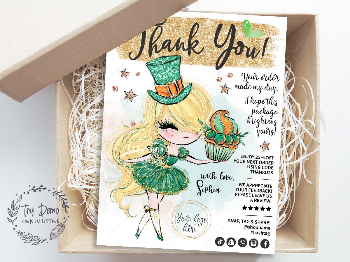 St Patricks Baking Hang Tag, Bakery Girl Thank You Tag