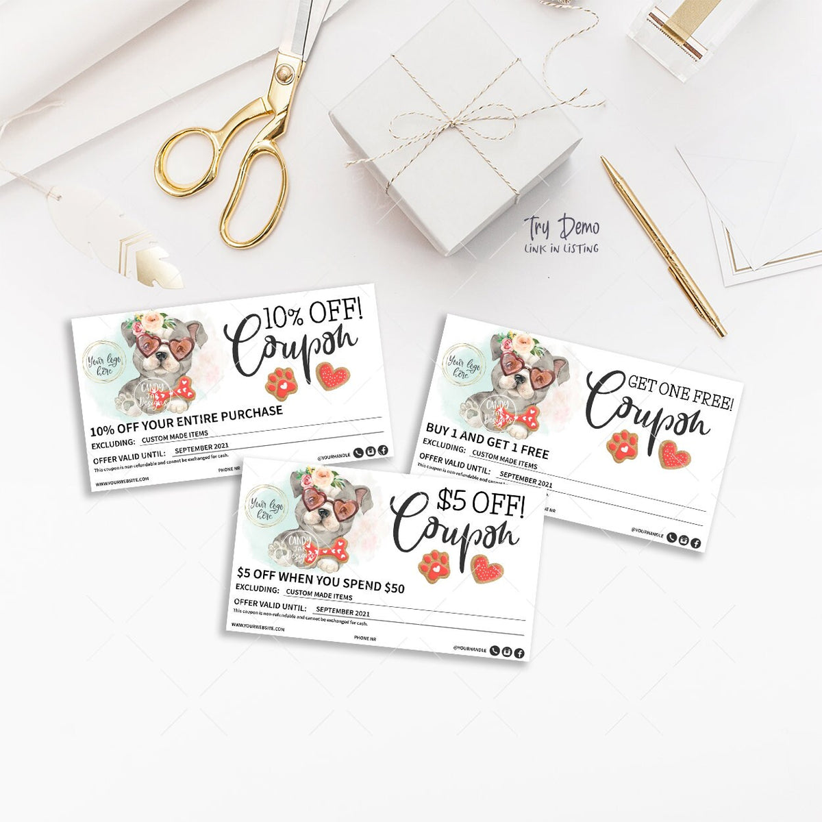 Dog Bakery Gift Coupons, English Bulldog