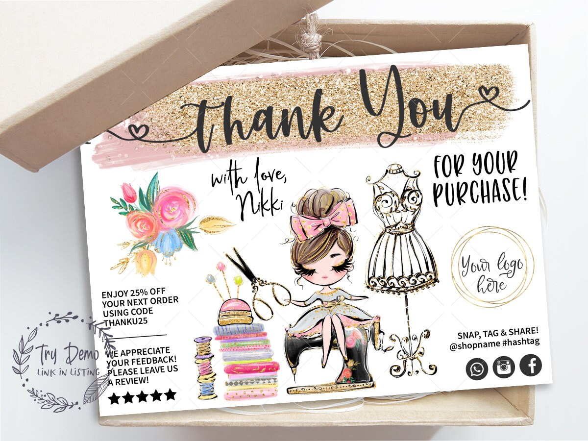 Sewing Thank You Insert Card, Seamstress