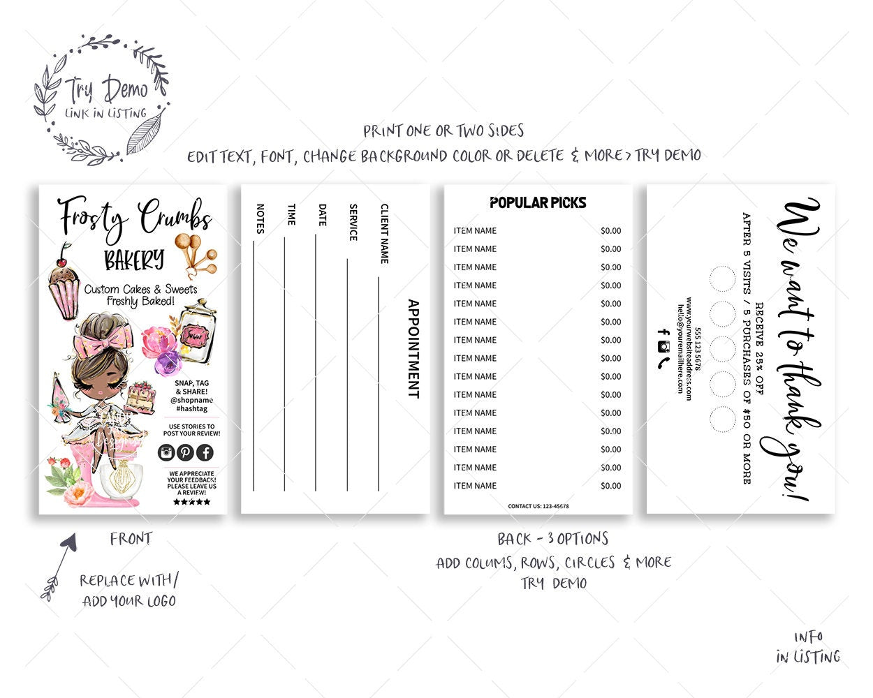 Sweets Treats Bakery Business Card Set