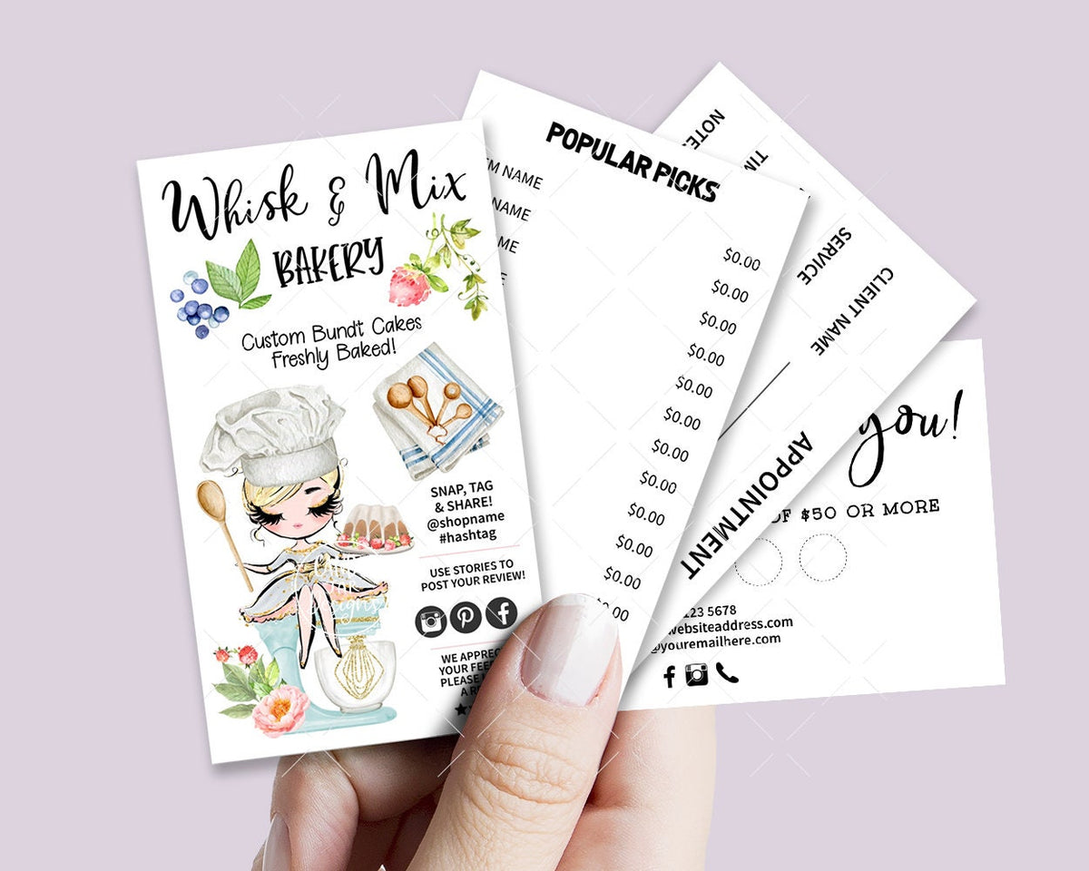 Bakery Business Card, Bundt Cake, Blond Hair, Fair SkinBakery Business Card Set, Bundt Cake