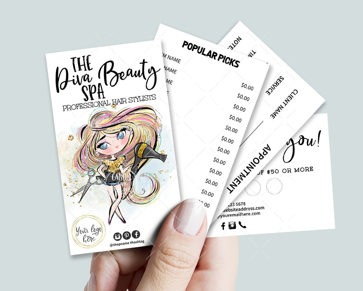 Hair Salon Diva Business Card Set