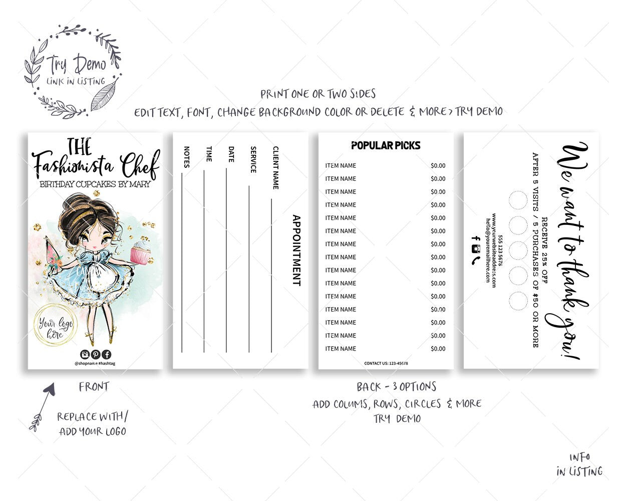 Cupcake Bakery Business Card Set