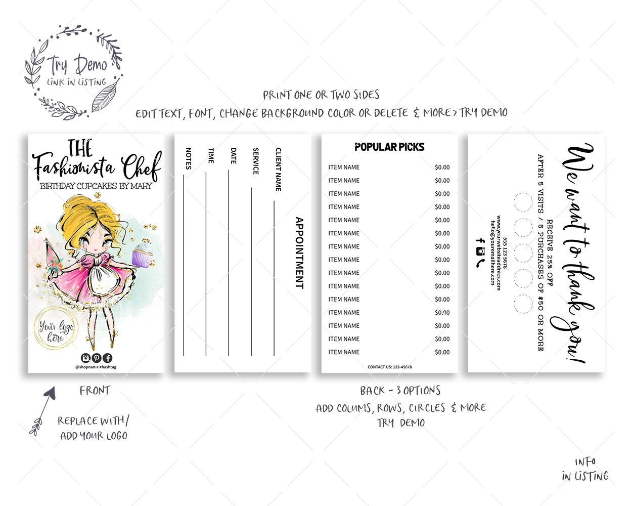 Cupcake Bakery Business Card Set