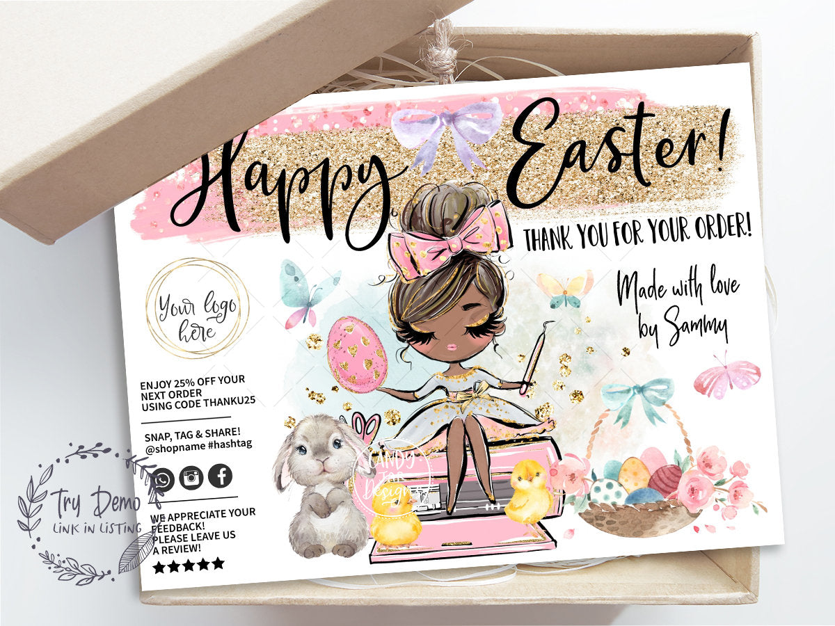 Handcrafter Easter Thank You Insert Card, Craft Girl