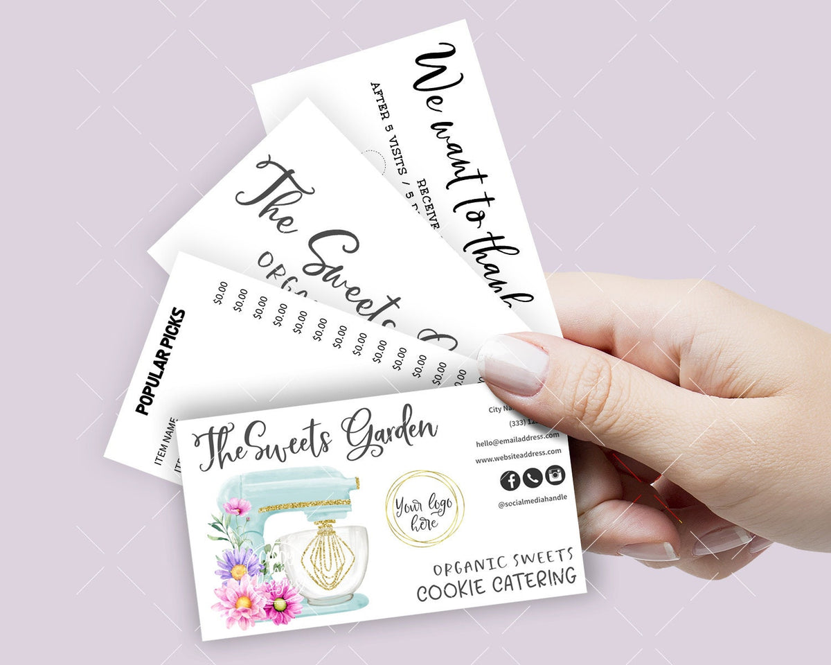 Bakery Business Card Set, Kitchen Mixer, Flowers