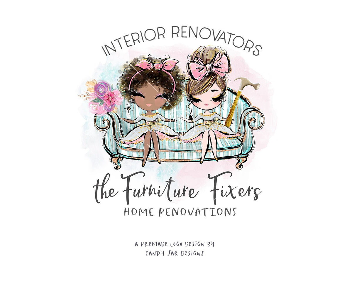 Home Renovators Logo, Interior Design Logo, Renovation, Couch Cleaner, Editable, Friends, Sisters, Brown, CJ075-01v1-dwfw-LGO-FEA - Candy Jar Studios