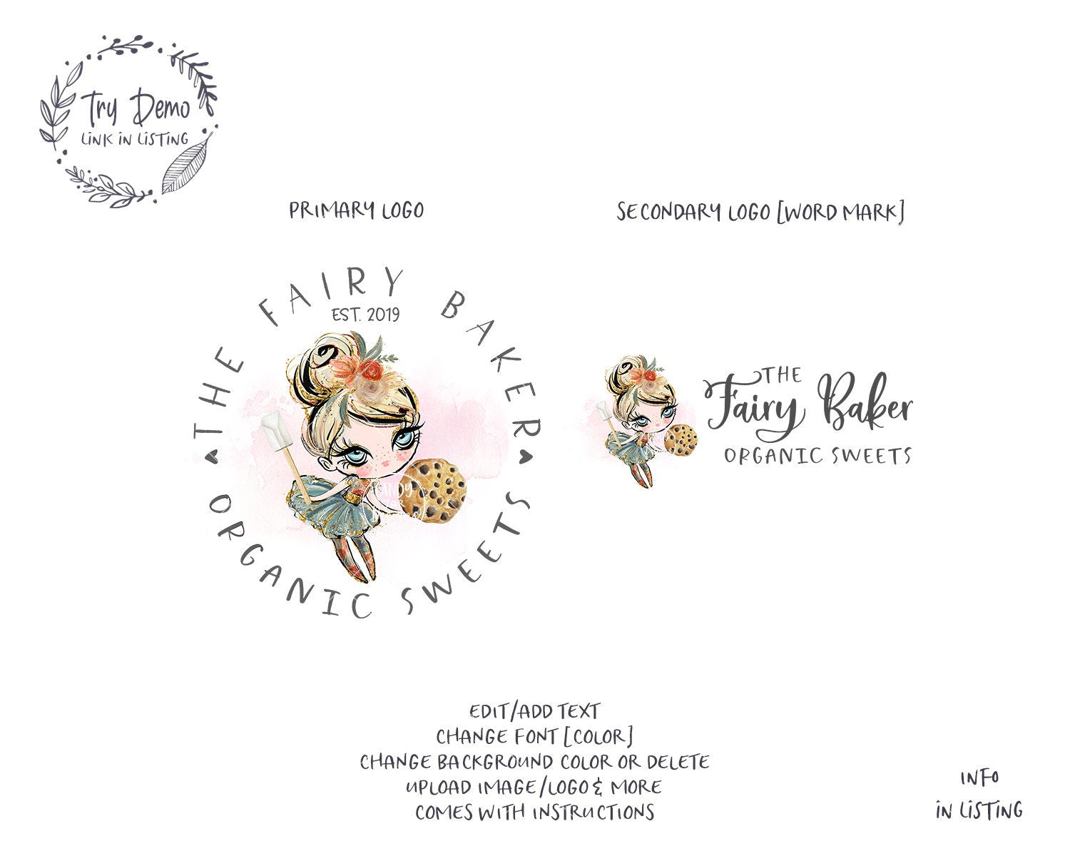 Cookie Bakery Logo, Baking Fairy