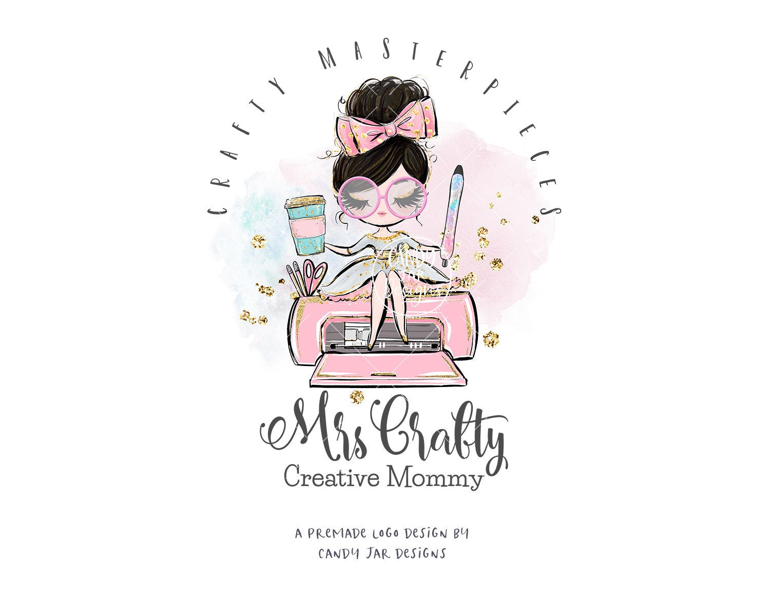 Epoxy Pen Crafter Logo, Handcrafter Girl