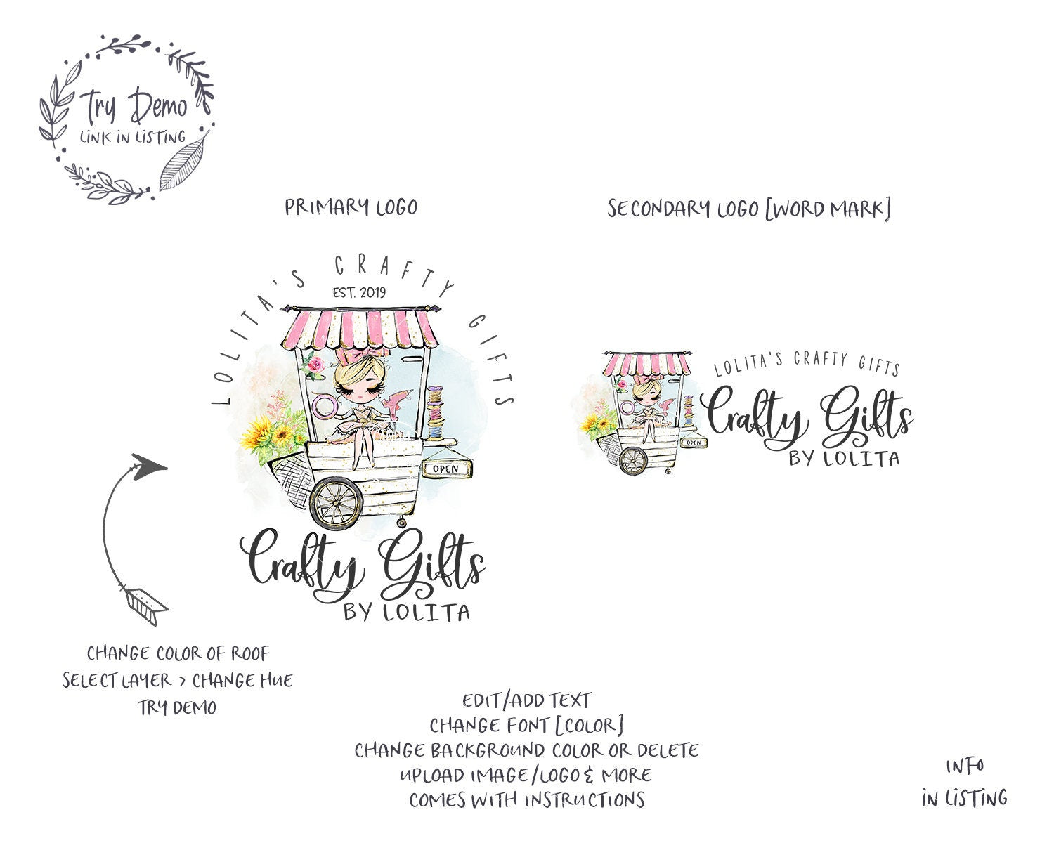 Craft Girl Logo, Vending Cart - Candy Jar Studios