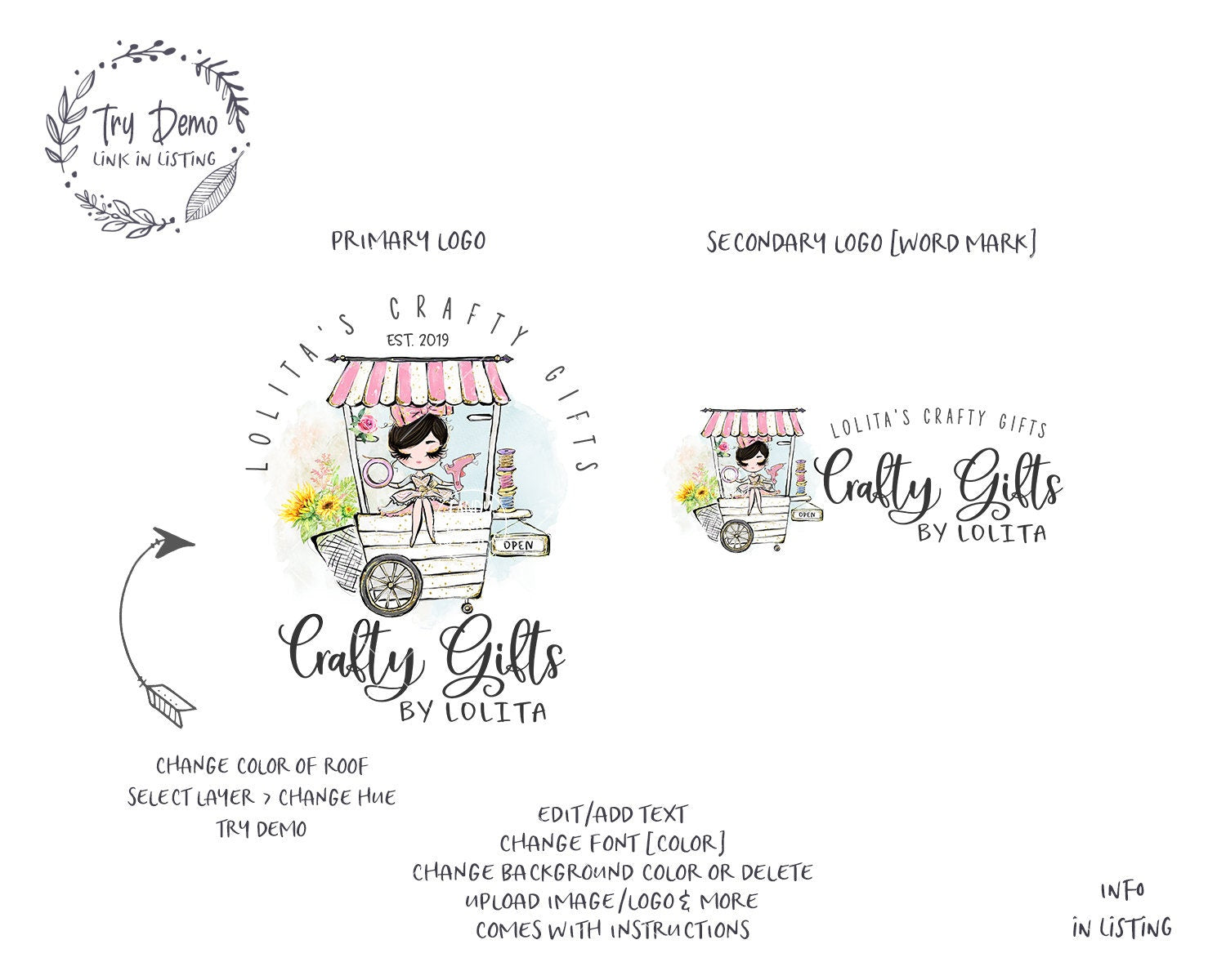 Craft Girl Logo, Vending Cart - Candy Jar Studios