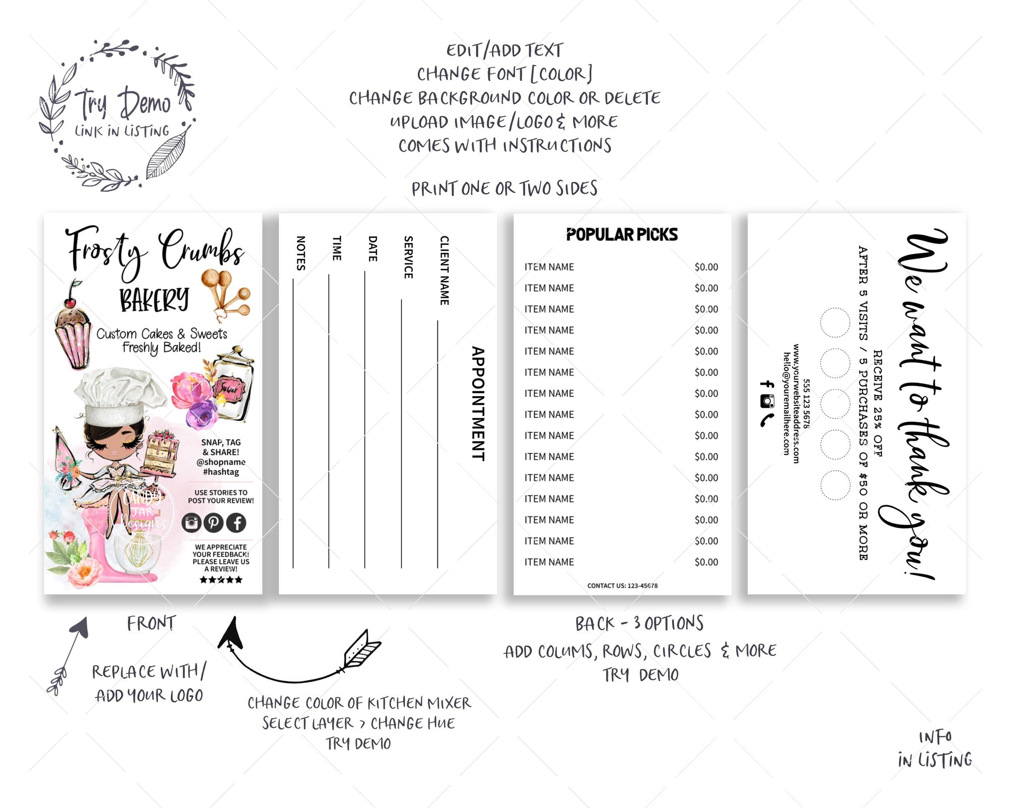 Sweets Treats Bakery Business Card Set