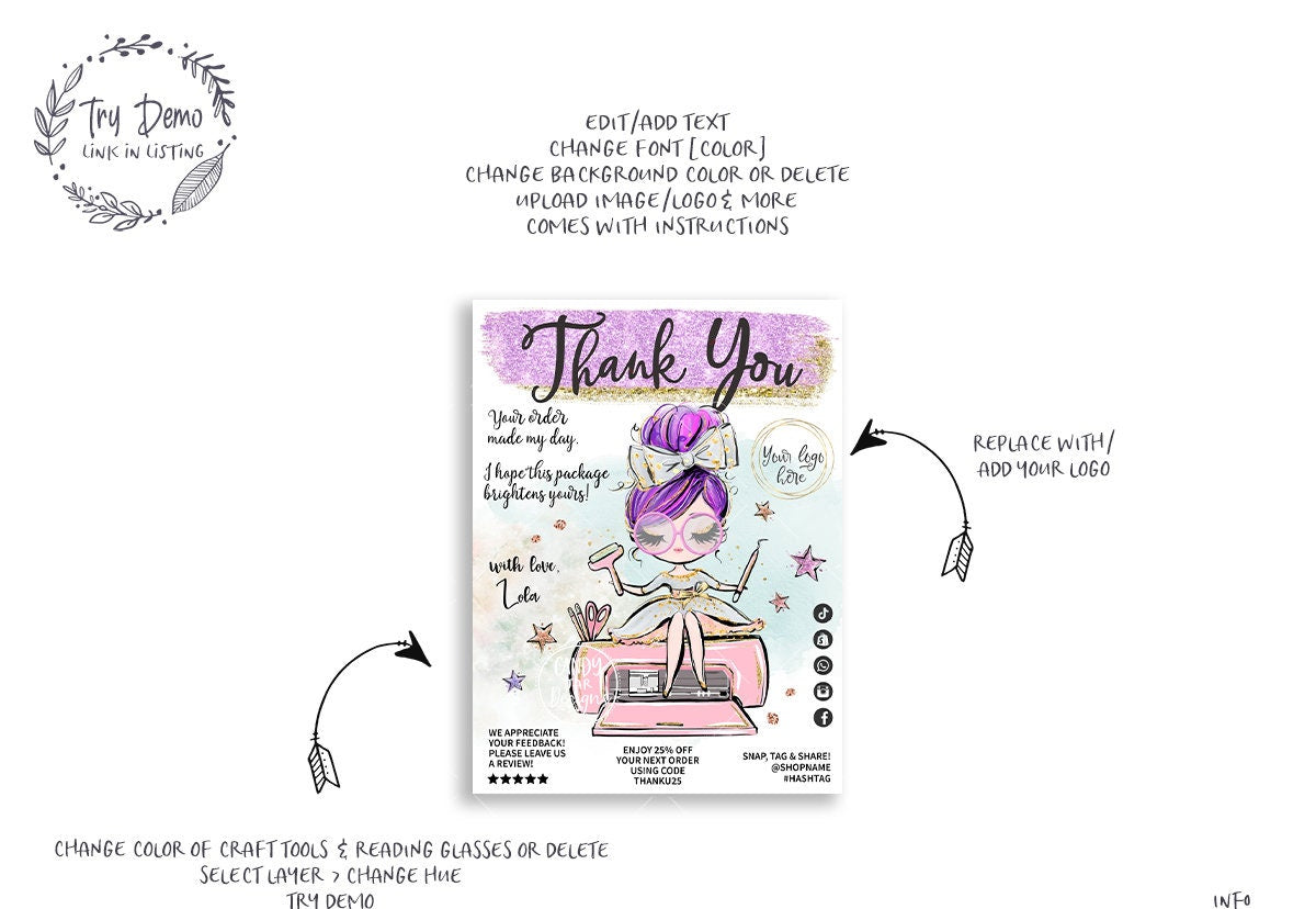 Handcrafter Thank You Insert Card