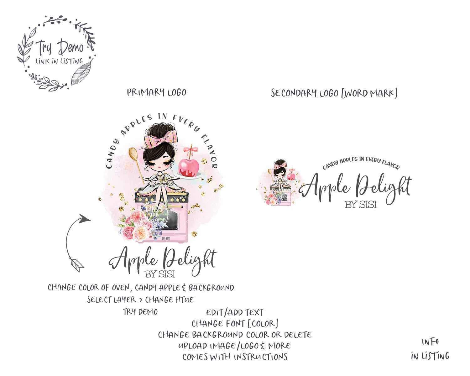 Candy Apple Bakery Logo, Sweets Bakery - Candy Jar Studios