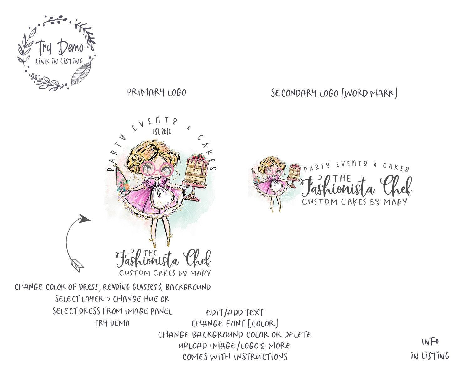 Bakery Girl Logo, Cake Baking Diva - Candy Jar Studios