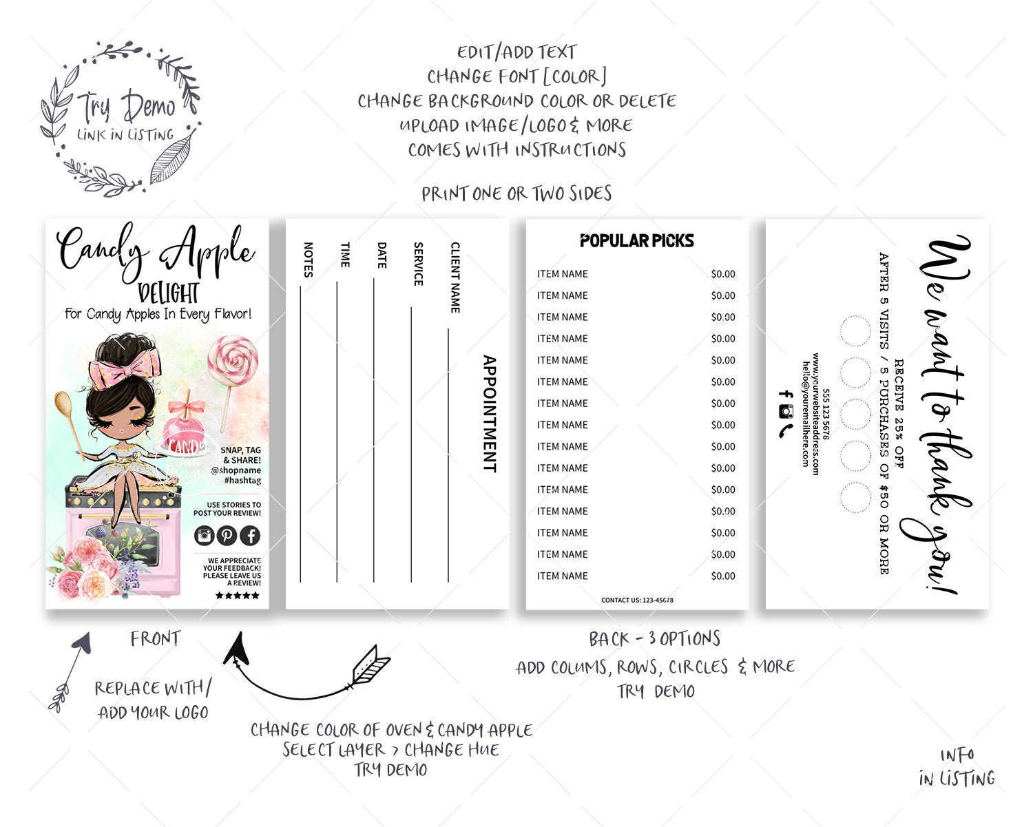 Candy Apple Business Card Set