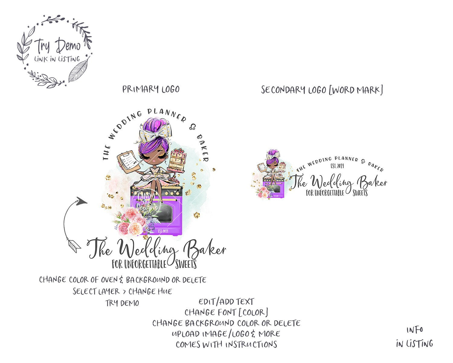 Wedding Bakery Logo, Party Planner