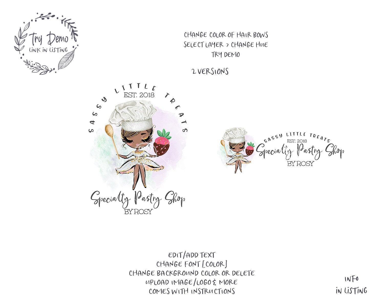 Bakery Logo, Sweets Pastry Shop, Strawberry - Candy Jar Studios