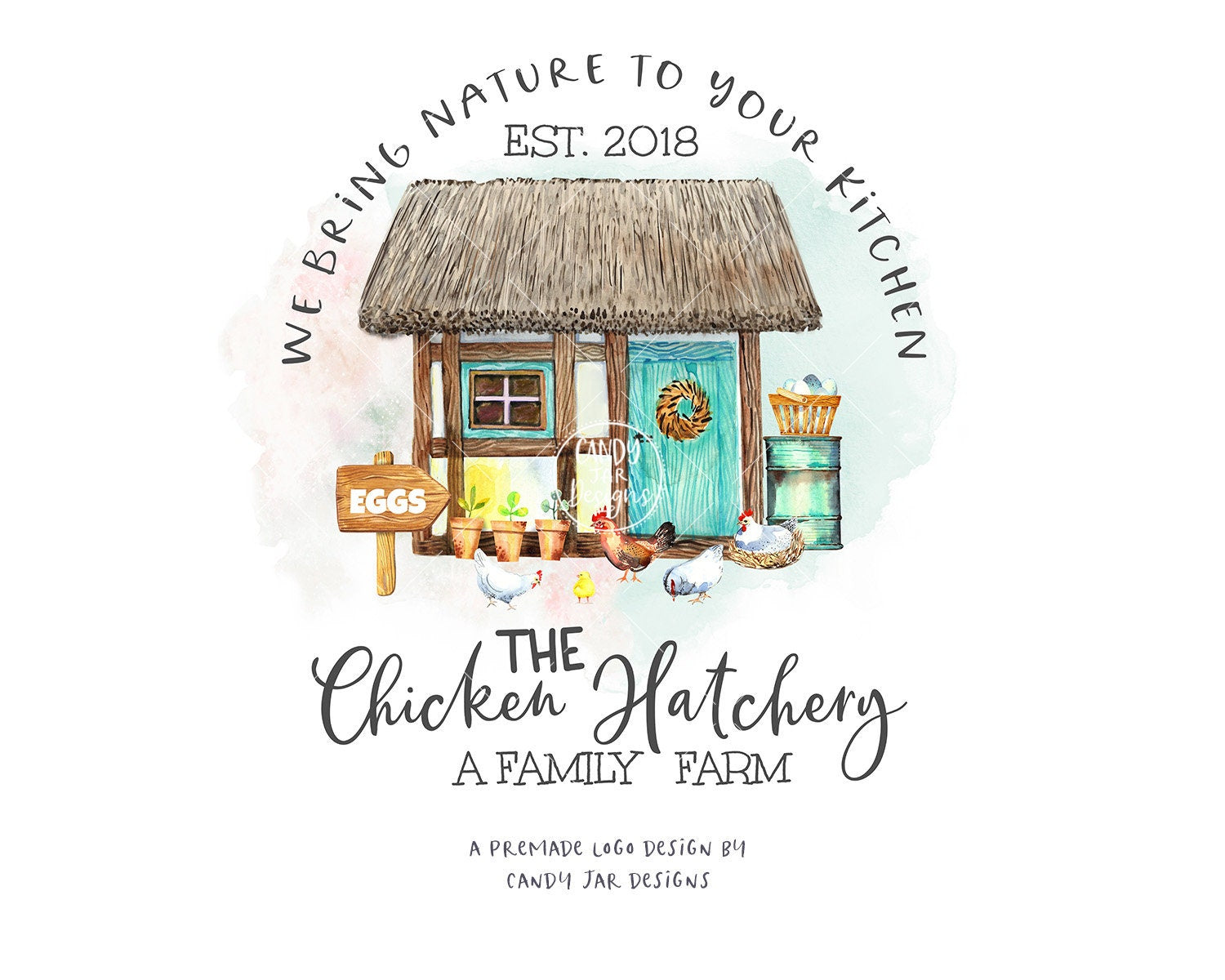 Farm Business Logo, Family Farm logo, Chicken Hatchery Logo, Chicken Eggs Logo, Cottage Logo, Farm Stye, Rustic Farm, CJ093-01v1-LGO - Candy Jar Studios